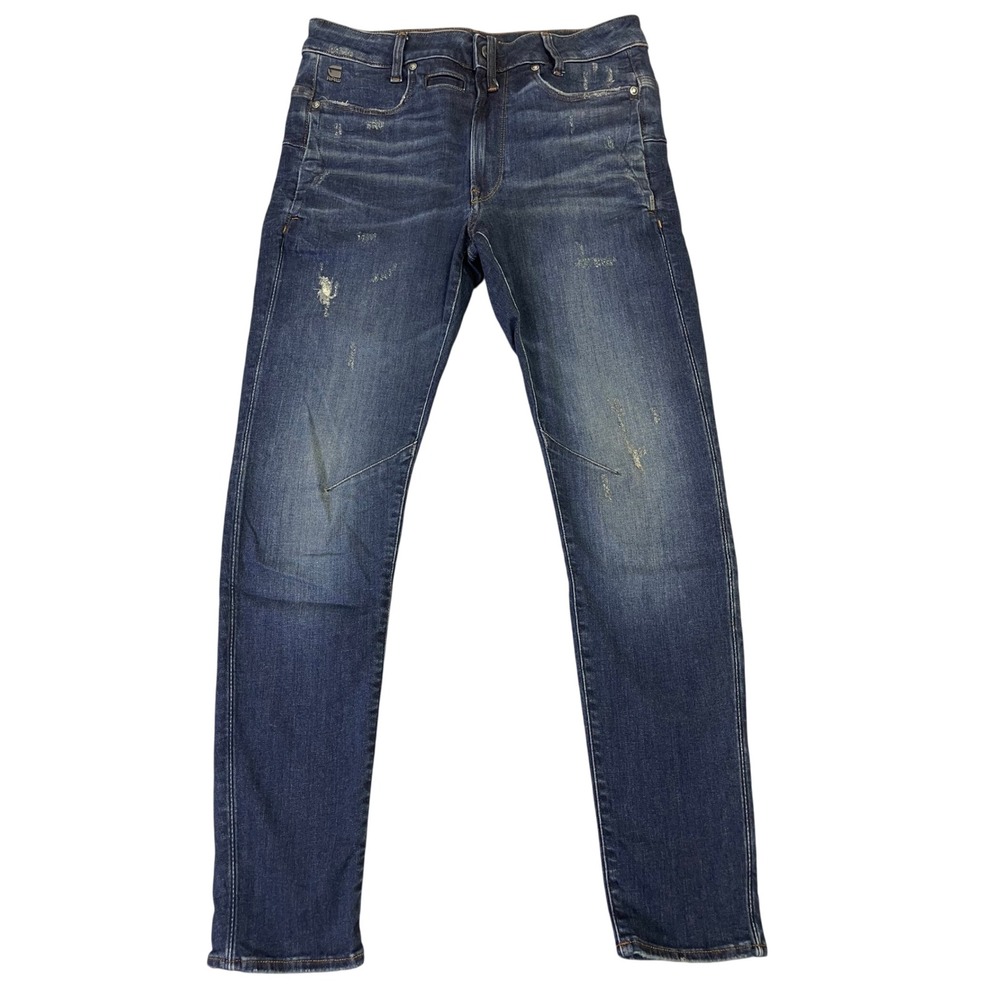 G-Star RAW D-Staq 3D Skinny Jeans Mens 29x32 Dark Wash Distressed Moto Denim